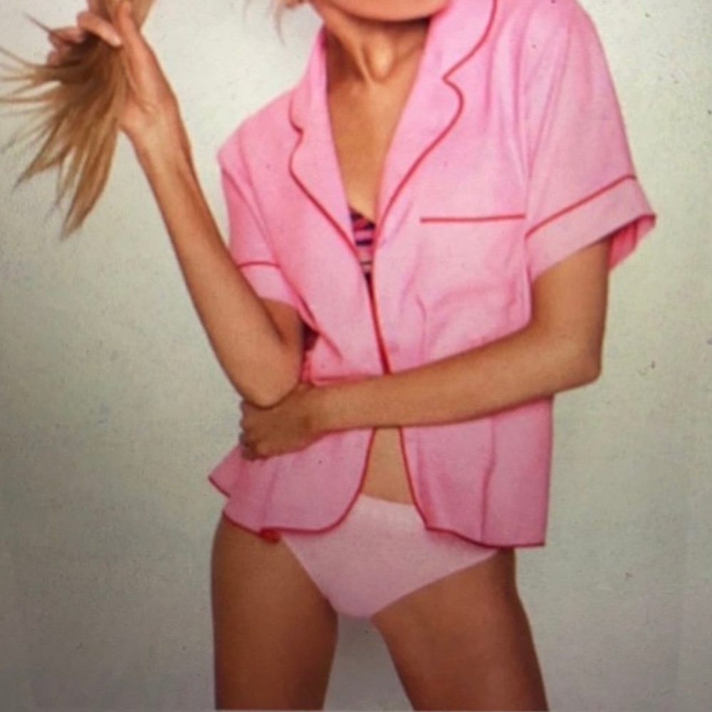 Victoria secrets pink and red buttoned sleep shirt
